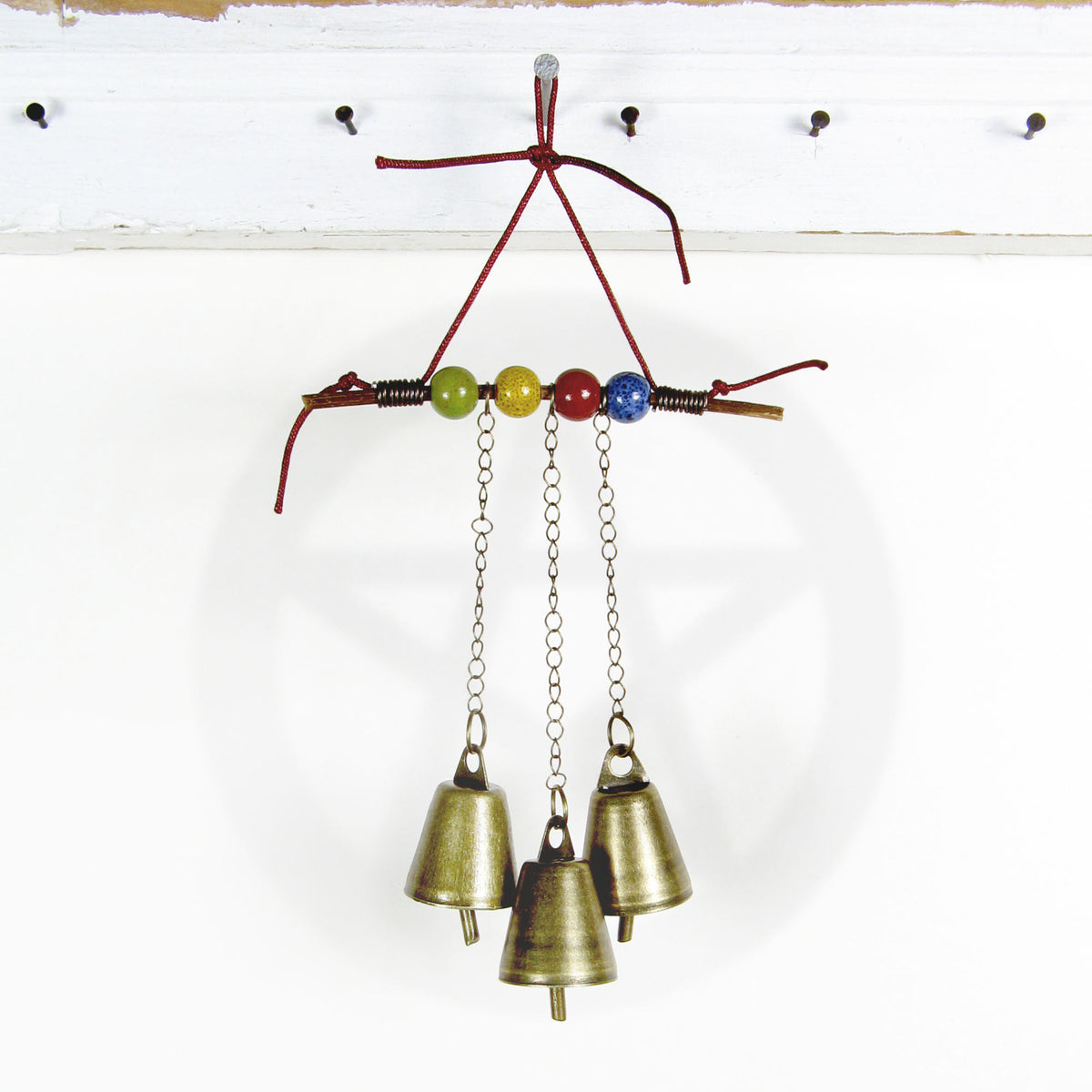 Witch's Bell with Twig, Colorful Beads, Chains Handcrafted Energy Cleansing