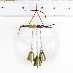 Witch's Bell with Twig, Colorful Beads, Chains Handcrafted Energy Cleansing