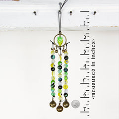 Witch's Bell Suncatcher Talisman Glass Beads Evil Eyes Handcrafted