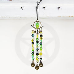 Witch's Bell Suncatcher Talisman Glass Beads Evil Eyes Handcrafted
