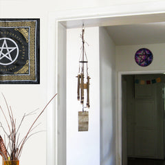 Soft-Sounding Windchime Twigs Chunky Driftwood Bark Evil Eye and Pentacle Charms Handmade | Woot & Hammy