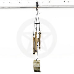 Soft-Sounding Windchime Twigs Chunky Driftwood Bark Evil Eye and Pentacle Charms Handmade | Woot & Hammy