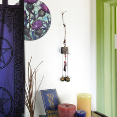 3 Sleigh Bells Polished Amethyst Branch Twigs Handcrafted