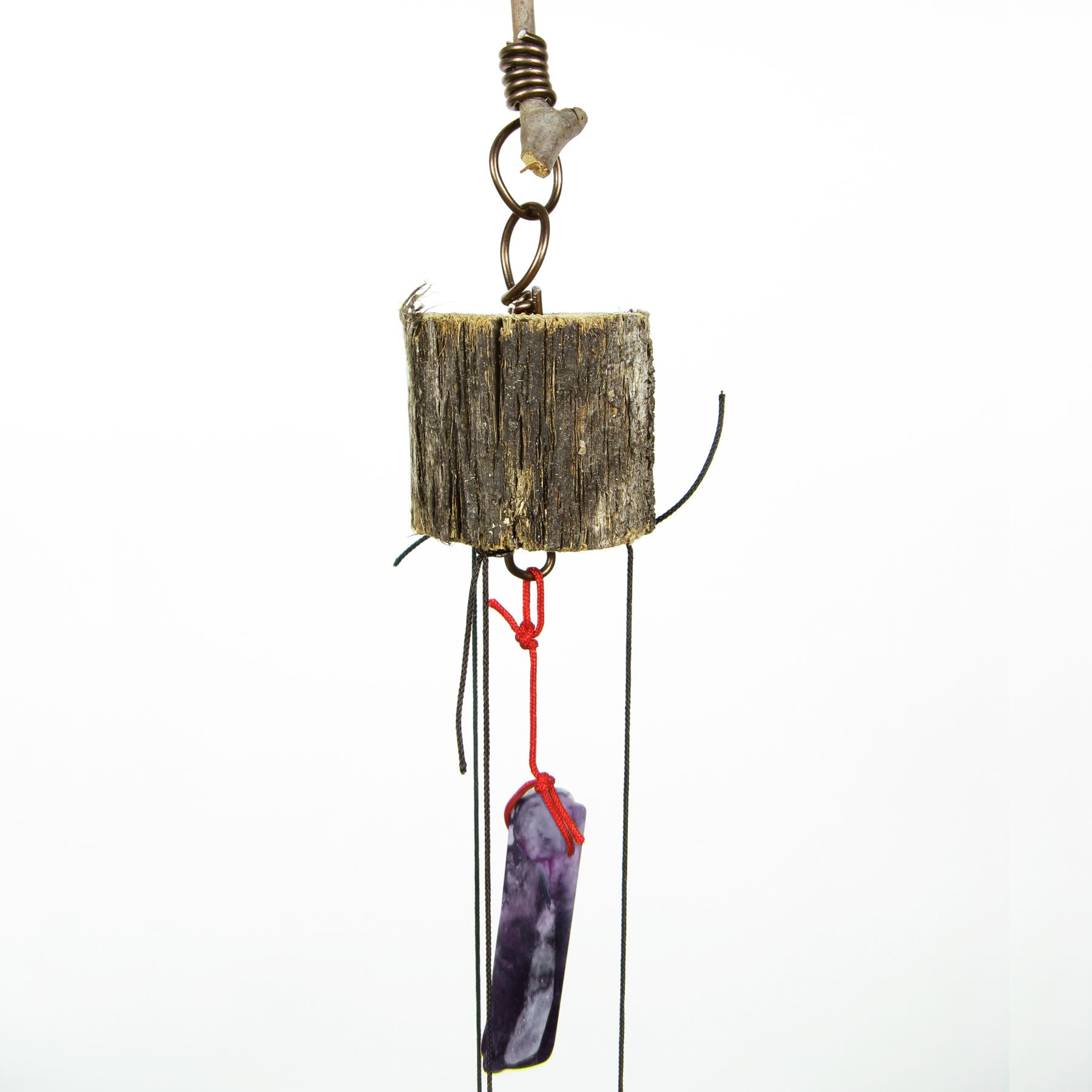 3 Sleigh Bells Polished Amethyst Branch Twigs Handcrafted