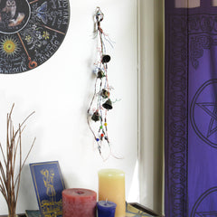 Witch's Bell Made With Multi-colored Telephone Wire and Glass Evil Eye Beads Handmade Energy Cleansing Protection Pagan Wiccan Sacred Space Healing Rustic Primitive | Woot & Hammy