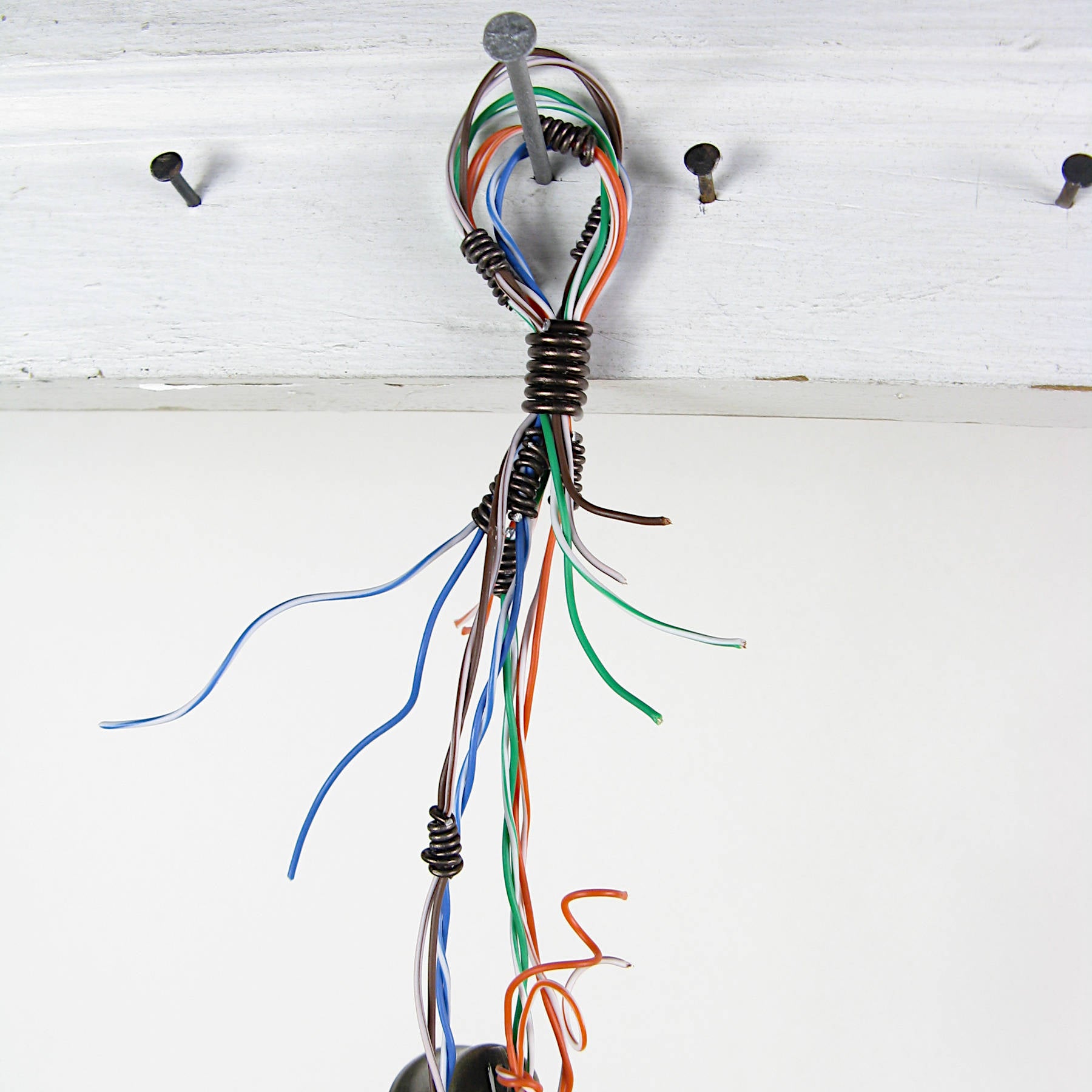 Witch's Bell Made With Multi-colored Telephone Wire and Glass Evil Eye Beads Handmade Energy Cleansing Protection Pagan Wiccan Sacred Space Healing Rustic Primitive | Woot & Hammy