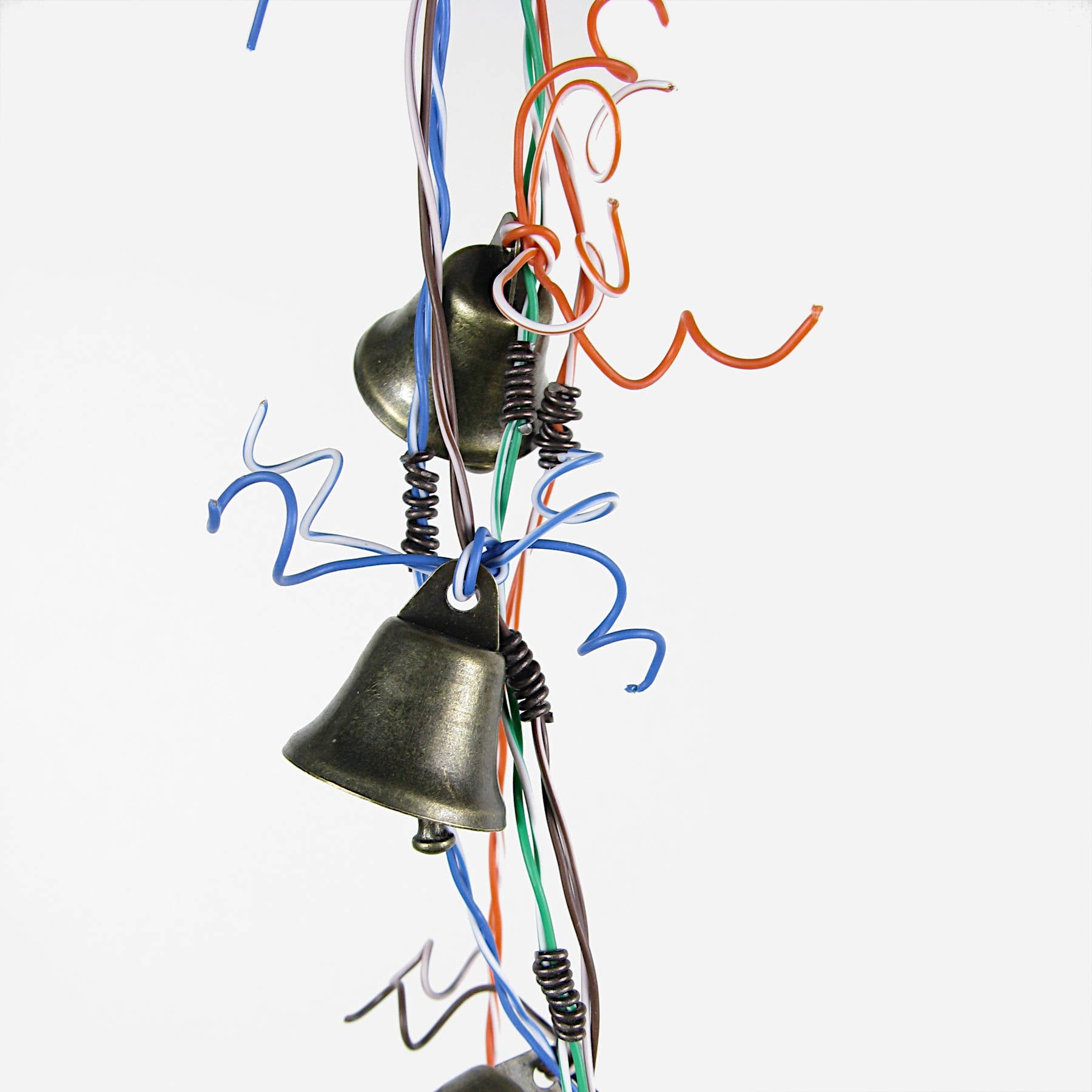Witch's Bell Made With Multi-colored Telephone Wire and Glass Evil Eye Beads Handmade Energy Cleansing Protection Pagan Wiccan Sacred Space Healing Rustic Primitive | Woot & Hammy