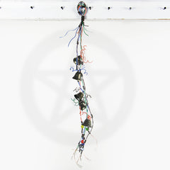 Witch's Bell Made With Multi-colored Telephone Wire and Glass Evil Eye Beads Handmade Energy Cleansing Protection Pagan Wiccan Sacred Space Healing Rustic Primitive | Woot & Hammy