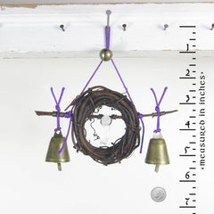 Witch's Bell Twig Wreath Quartz Point Purple Cord Handcrafted