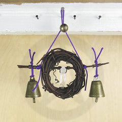 Witch's Bell Twig Wreath Quartz Point Purple Cord Handcrafted