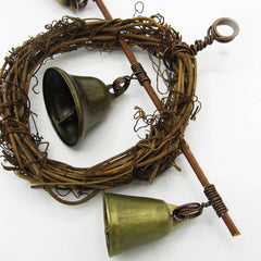 Rustic Witch's Bell Wreath Slender Twig 3 Bells Handmade Pagan Wiccan Cleansing Energy Protection Decoration Sacred Space Altar Nature Primitive Nature Sacred Space | Woot & Hammy