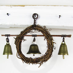 Rustic Witch's Bell Wreath Slender Twig 3 Bells Handmade Pagan Wiccan Cleansing Energy Protection Decoration Sacred Space Altar Nature Primitive Nature Sacred Space | Woot & Hammy