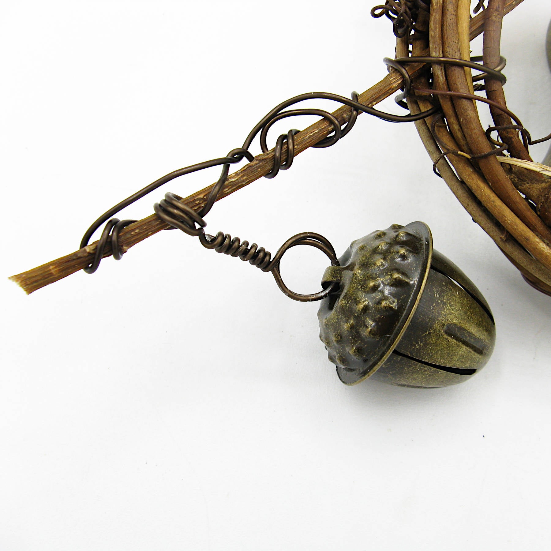 Rustic Witch's Bell Wreath Curved Twig Acorn Bells Handmade Cleansing Protection Pagan Wiccan Decoration Sacred Space Nature Primitive | Woot & Hammy