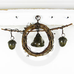 Rustic Witch's Bell Wreath Curved Twig Acorn Bells Handmade Cleansing Protection Pagan Wiccan Decoration Sacred Space Nature Primitive | Woot & Hammy