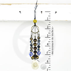 Protective Evil Eye Talisman With Tiger's Eye Beads & Shell