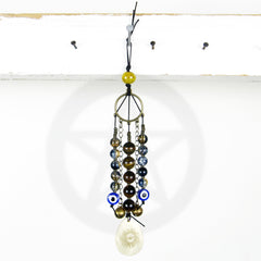 Protective Evil Eye Talisman With Tiger's Eye Beads & Shell