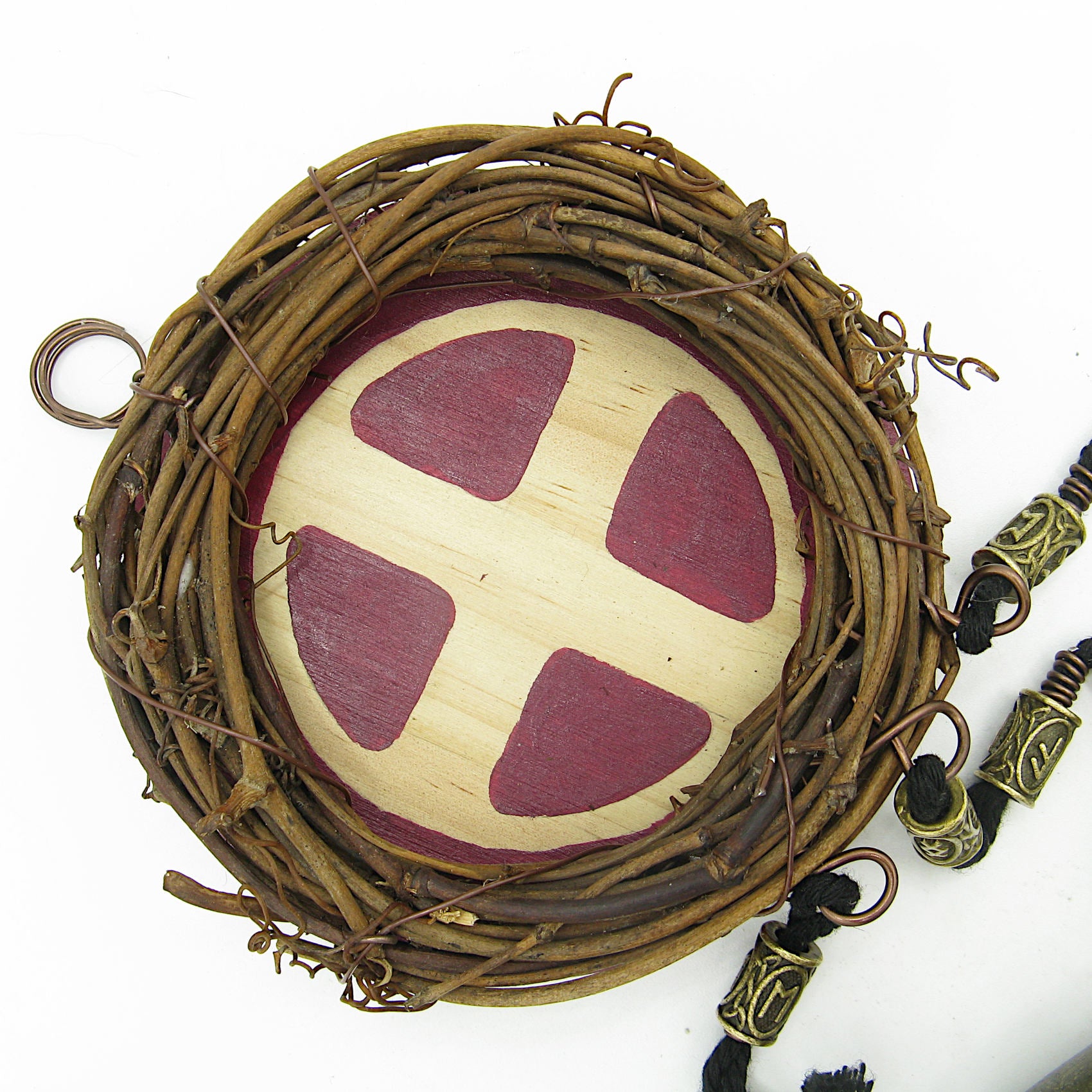 Witch's Bell Wreath Solar Cross Symbol Rune Beads Handcrafted