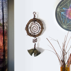 Rustic Witch's Bell Small Wreath 3 Spirals 3 Bells - Handmade - Cleansing Protection Pagan Wiccan Decoration Sacred Space Nature Primitive | Woot & Hammy
