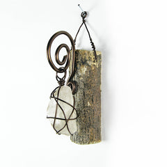 Wall Hanging Weathered Branch with Wire-Wrapped Raw Quartz Handcrafted Pagan Wiccan Spiritual Healing Rustic Primitive Nature Sacred Space Witchy Gift Alternative Decor  | Woot & Hammy