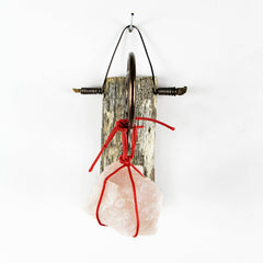 Wall Hanging Weathered Branch with Rose Quartz and Spiral Bracket Handcrafted Pagan Wiccan Spiritual Healing Rustic Primitive Nature Sacred Space Witchy Gift Alternative Decor | Woot & Hammy