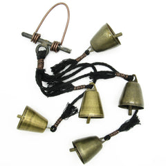 Five Tapered Witch's Bells Black Twine Handcrafted Energy-Cleansing