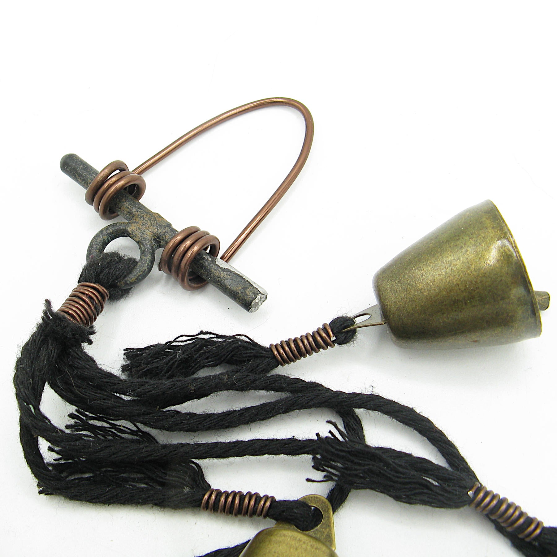 Five Tapered Witch's Bells Black Twine Handcrafted Energy-Cleansing