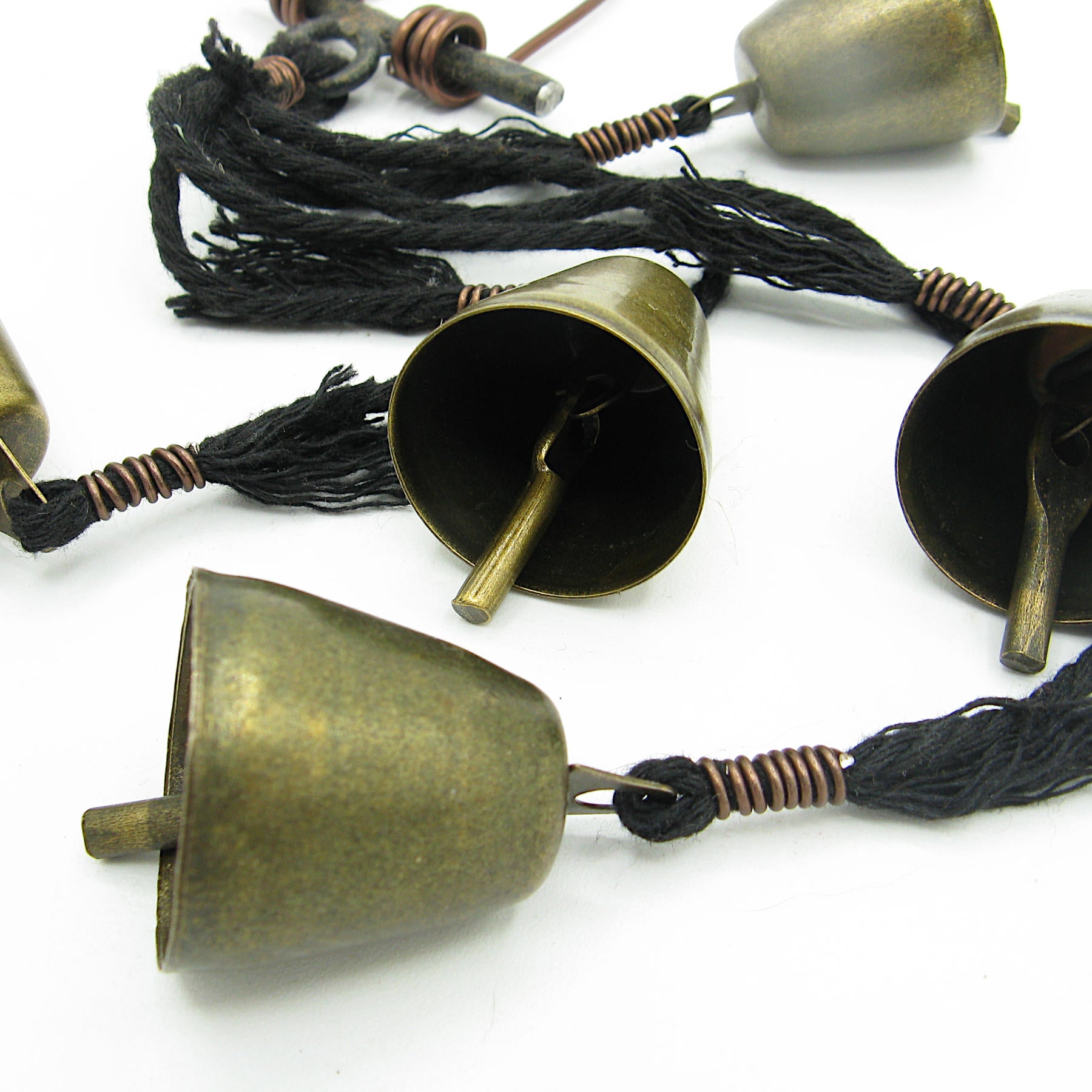 Five Tapered Witch's Bells Black Twine Handcrafted Energy-Cleansing