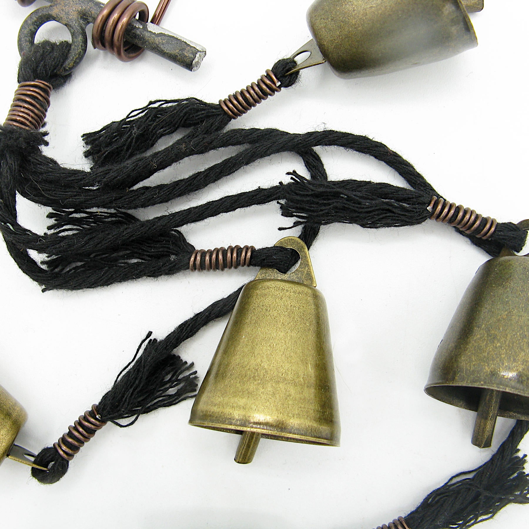 Five Tapered Witch's Bells Black Twine Handcrafted Energy-Cleansing