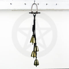 Five Tapered Witch's Bells Black Twine Handcrafted Energy-Cleansing