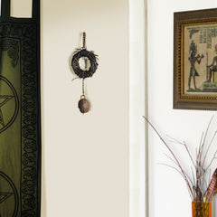 Hanging Witch's Bell Wreath Quartz Rusty Bell Chain Handcrafted Wiccan Protection