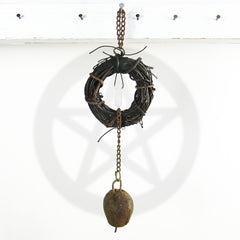 Hanging Witch's Bell Wreath Quartz Rusty Bell Chain Handcrafted Wiccan Protection
