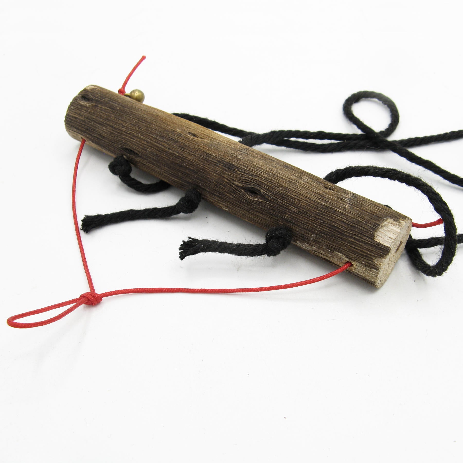 Three Witch's Bells On Long Black Cords Hang from Branch Handcrafted