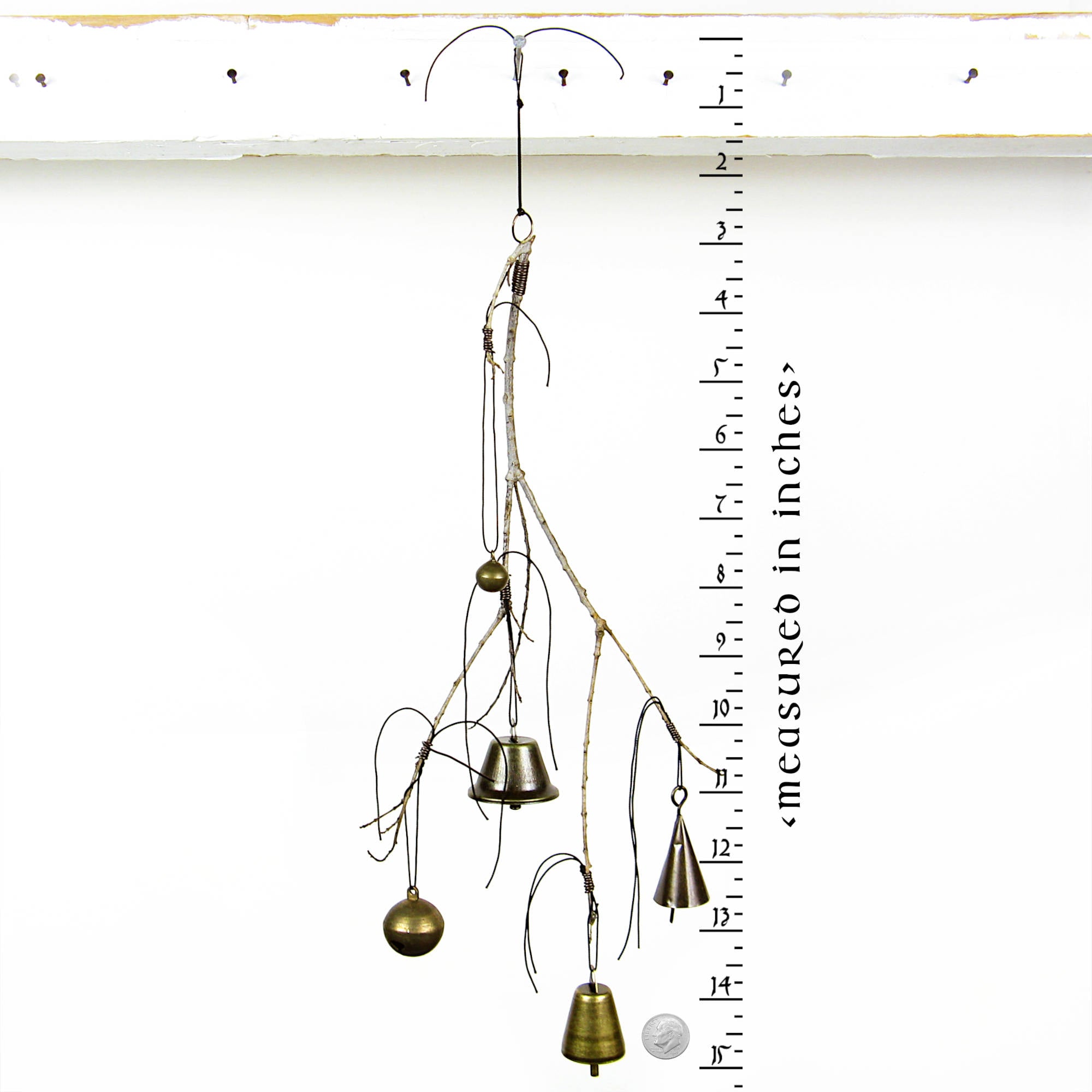 Witch's Bell with Willowy Branch and 5 Different Bells Handcrafted