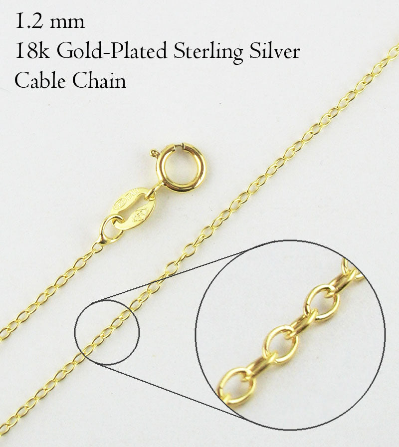 1.2 mm 18k Gold-Plated Sterling Silver Cable Chain