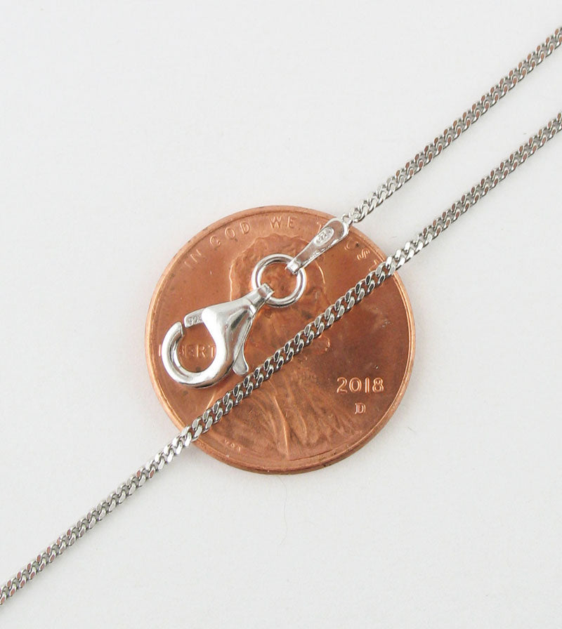 1.2 mm Rhodium-Plated Sterling Silver Curb Chain