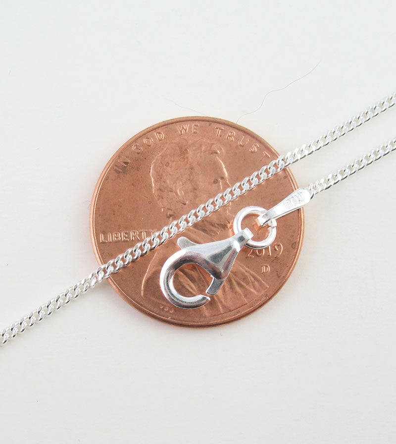 1.2 mm Unplated Sterling Silver Curb Chain