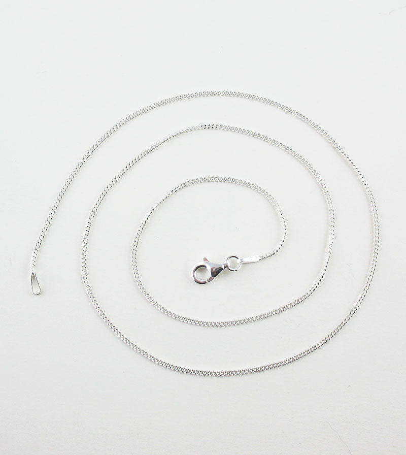 1.2 mm Unplated Sterling Silver Curb Chain