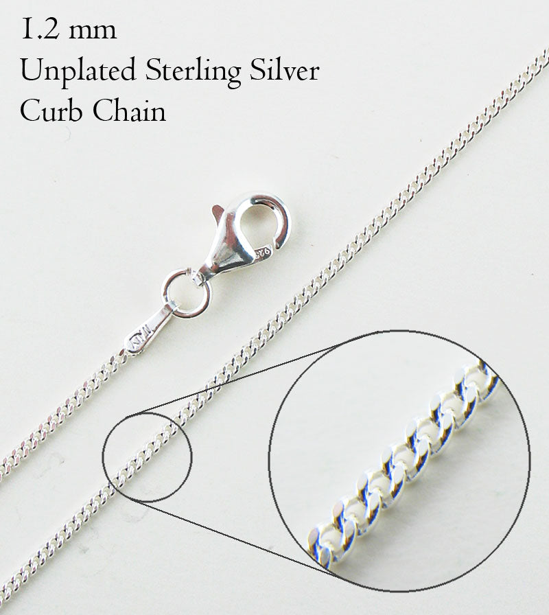 1.2 mm Unplated Sterling Silver Curb Chain