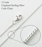 1.2 mm Curb Chain, Unplated Sterling Silver
