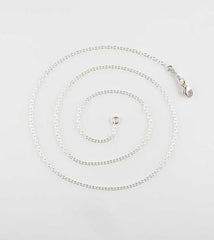 Thin lightweight 1.3 mm Simple Cable Chain Custom Length up to extra long 44 inches lobster claw clasp, Unplated Sterling Silver, top view