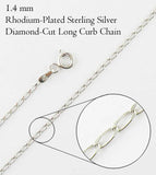 1.4 mm Long Curb Chain, Rhodium-Plated Sterling Silver