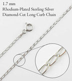 1.7 mm Long Curb Chain, Rhodium-Plated Sterling Silver