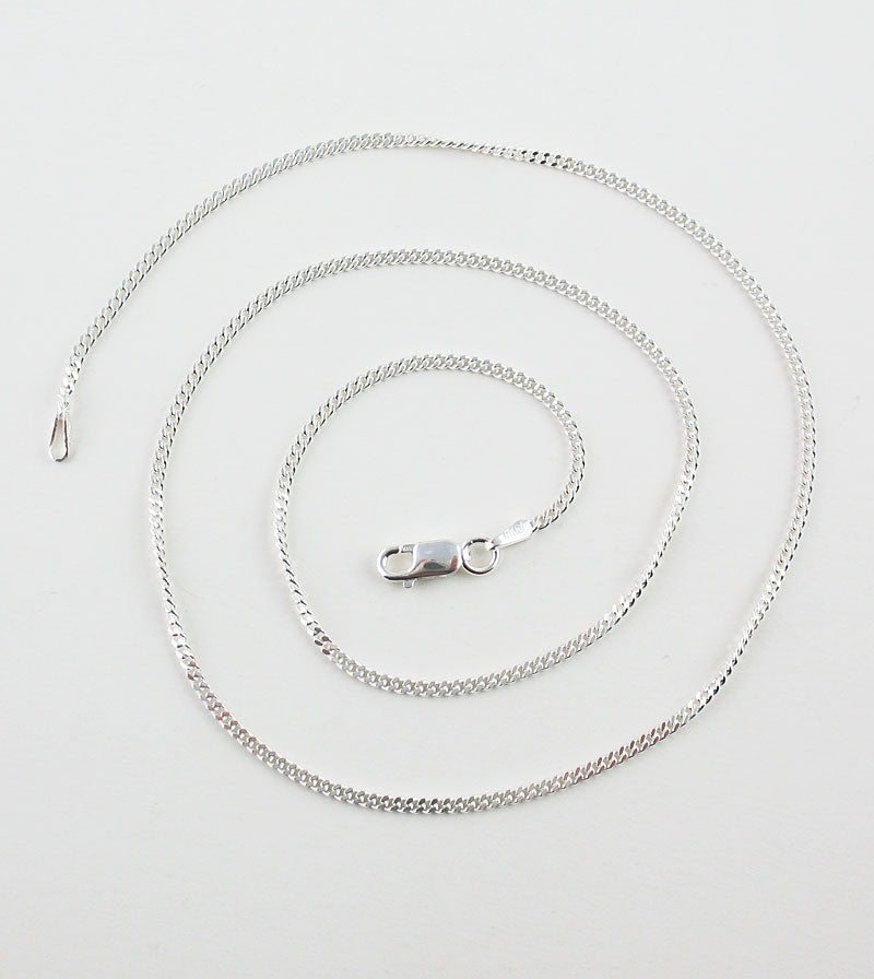 2.1 mm Unplated Sterling Silver Curb Chain