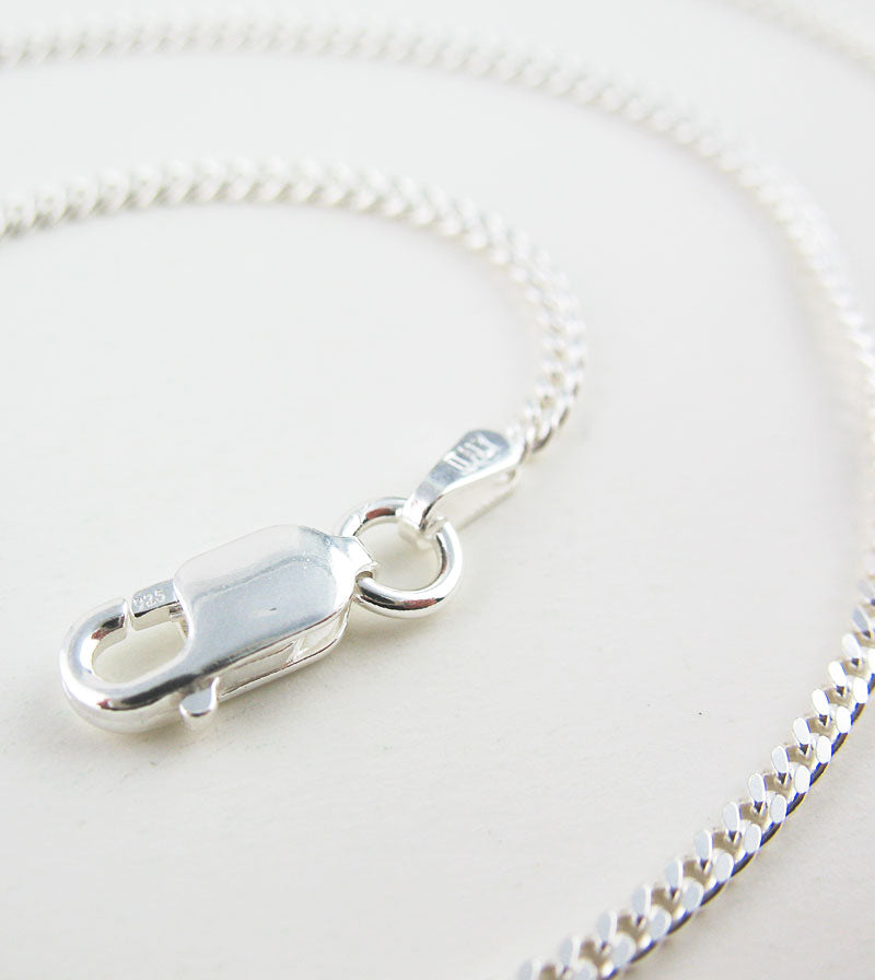 2.1 mm Unplated Sterling Silver Curb Chain