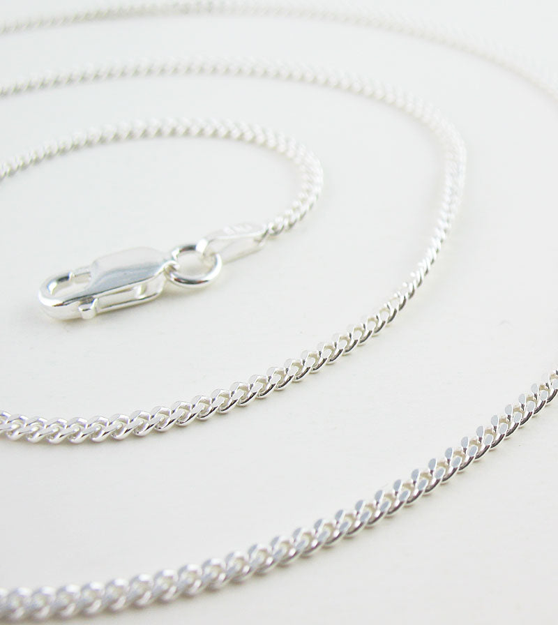 1.8 mm Curb Chain, Unplated Sterling Silver
