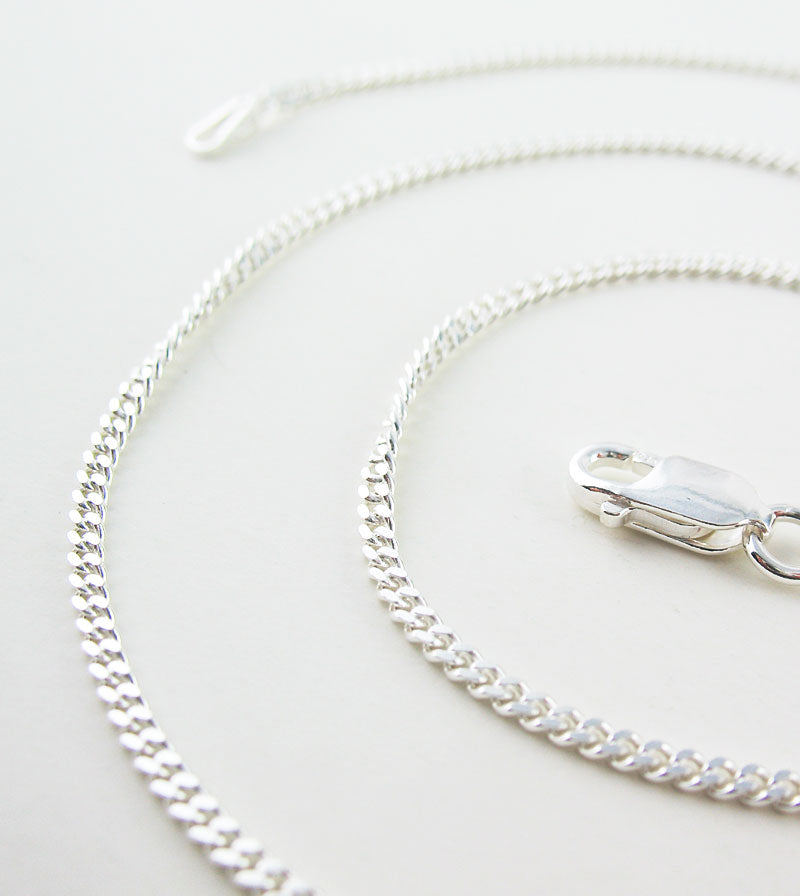1.8 mm Curb Chain, Unplated Sterling Silver