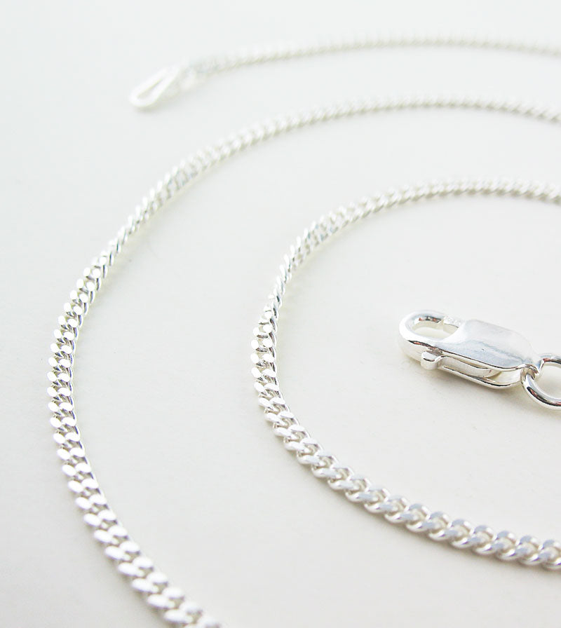 2.1 mm Unplated Sterling Silver Curb Chain