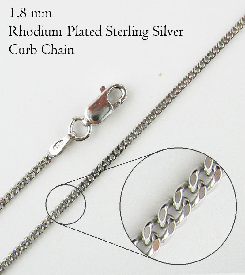 1.8 mm Rhodium-Plated Sterling Silver Curb Chain