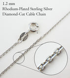 1,2 mm lange Kabelkette im Diamantschliff, rhodiniertes Sterlingsilber