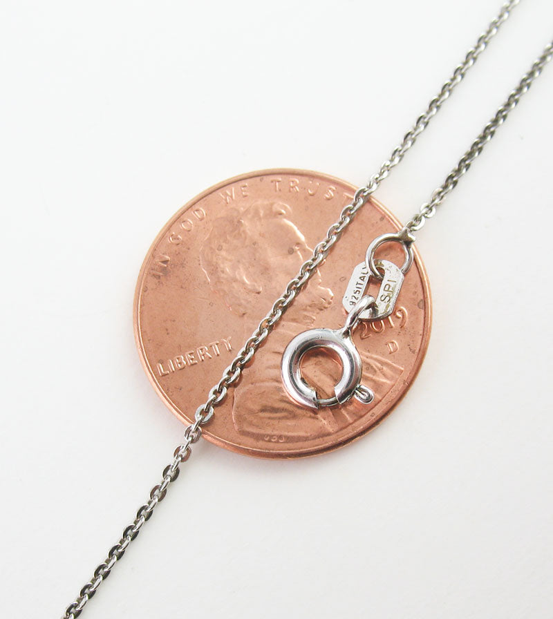 1 mm Rhodium-Plated Sterling Silver Diamond-Cut Cable Chain